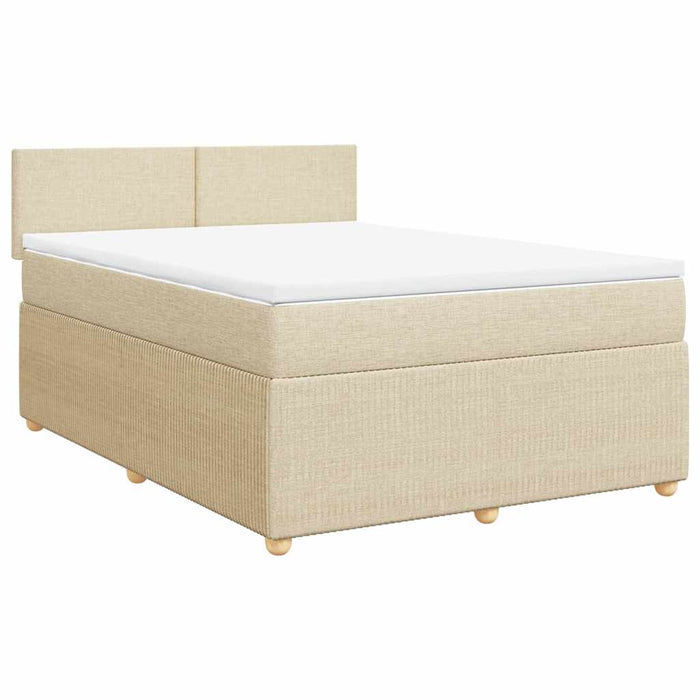 Pat box spring cu saltea, crem, 160x200 cm, material textil - WALTI WALTI