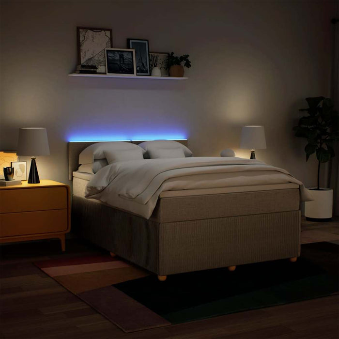 Pat box spring cu saltea, crem, 160x200 cm, material textil - WALTI WALTI