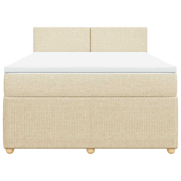 Pat box spring cu saltea, crem, 160x200 cm, material textil - WALTI WALTI