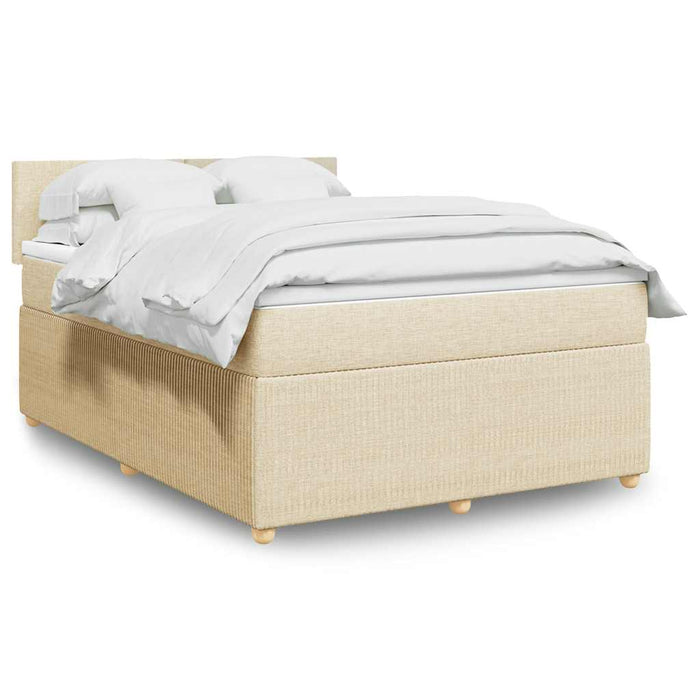 Pat box spring cu saltea, crem, 160x200 cm, material textil - WALTI WALTI