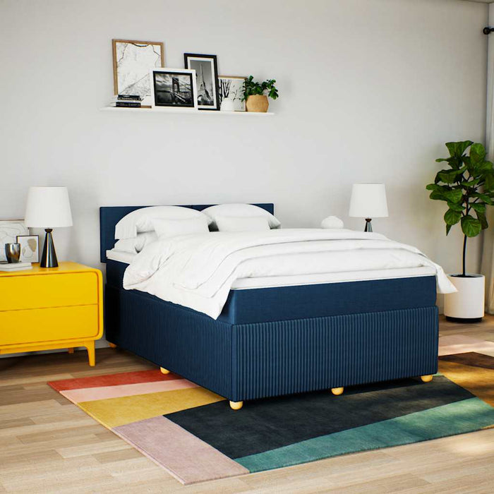 Pat continental cu saltea, albastru, 160x200cm, material textil - WALTI WALTI