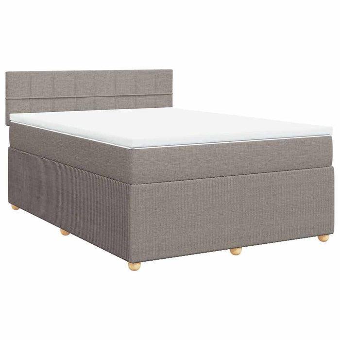 Pat box spring cu saltea, gri taupe, 160x200 cm material textil - WALTI WALTI
