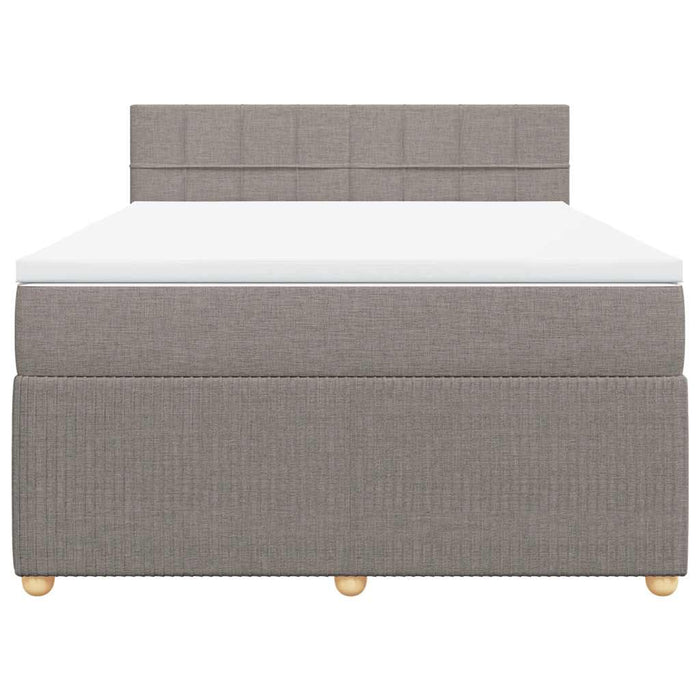 Pat box spring cu saltea, gri taupe, 160x200 cm material textil - WALTI WALTI