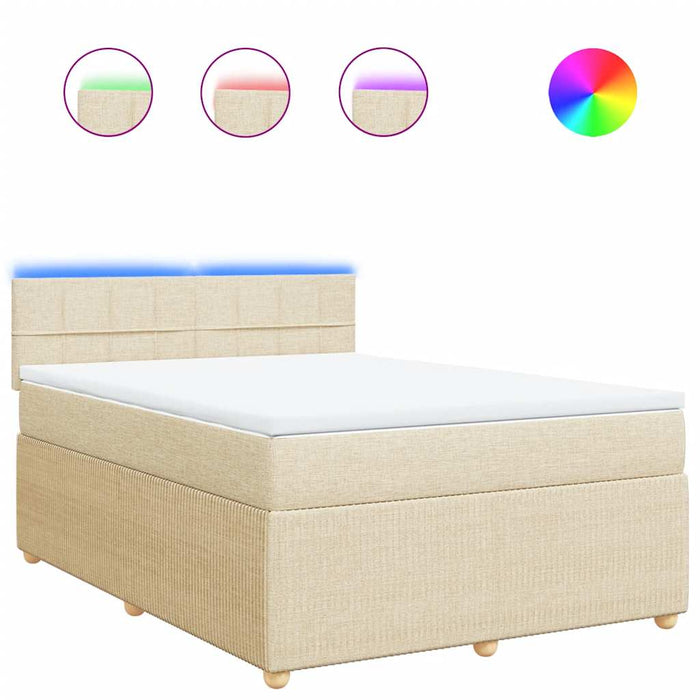 Pat box spring cu saltea, crem, 160x200 cm, material textil - WALTI WALTI