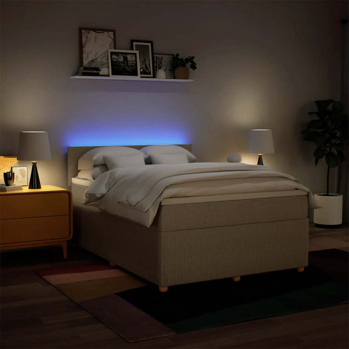 Pat box spring cu saltea, crem, 160x200 cm, material textil - WALTI WALTI