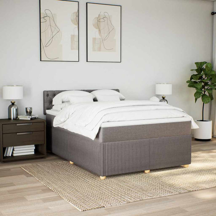 Pat box spring cu saltea, gri taupe, 160x200 cm material textil - WALTI WALTI