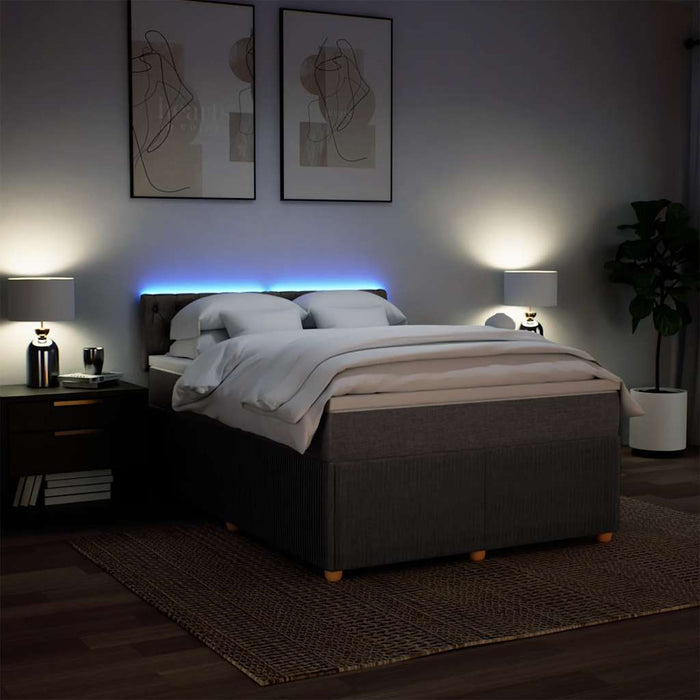Pat box spring cu saltea, gri taupe, 160x200 cm material textil - WALTI WALTI