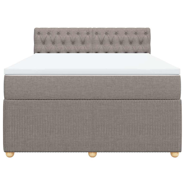 Pat box spring cu saltea, gri taupe, 160x200 cm material textil - WALTI WALTI