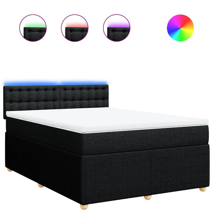 Pat box spring cu saltea, negru, 160x200 cm, textil - WALTI WALTI