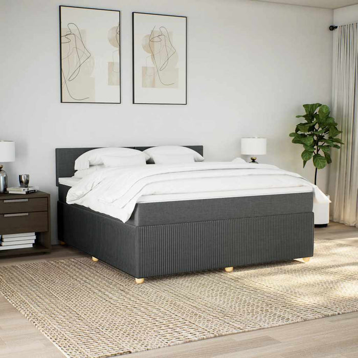 Pat box spring cu saltea, gri închis, 180x200 cm, textil - WALTI WALTI