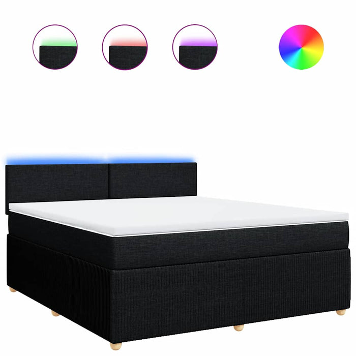 Pat box spring cu saltea, negru, 180x200 cm, catifea WALTI
