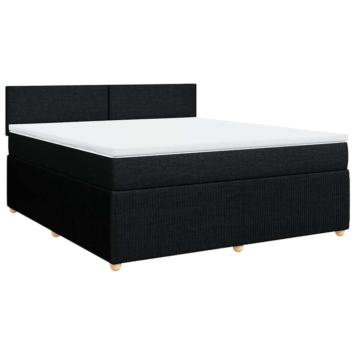 Pat box spring cu saltea, negru, 180x200 cm, catifea WALTI