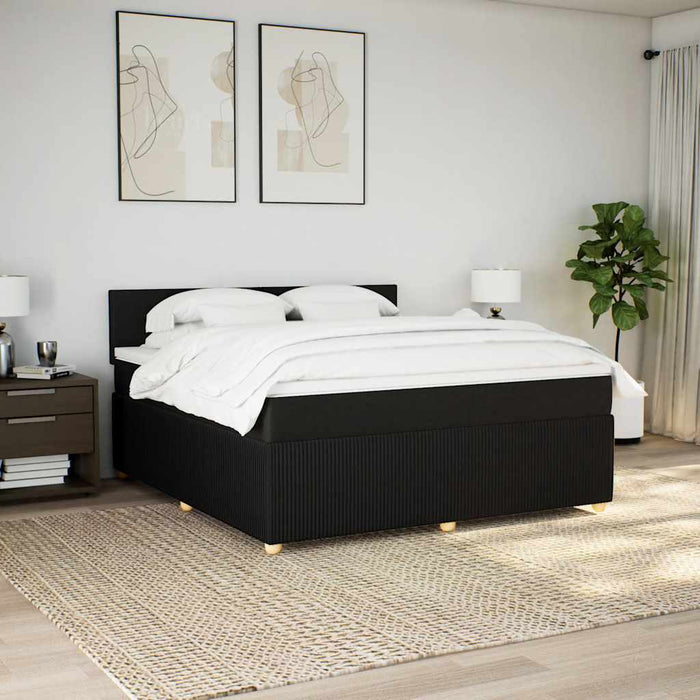 Pat box spring cu saltea, negru, 180x200 cm, catifea WALTI