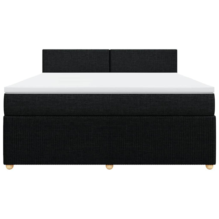 Pat box spring cu saltea, negru, 180x200 cm, catifea WALTI