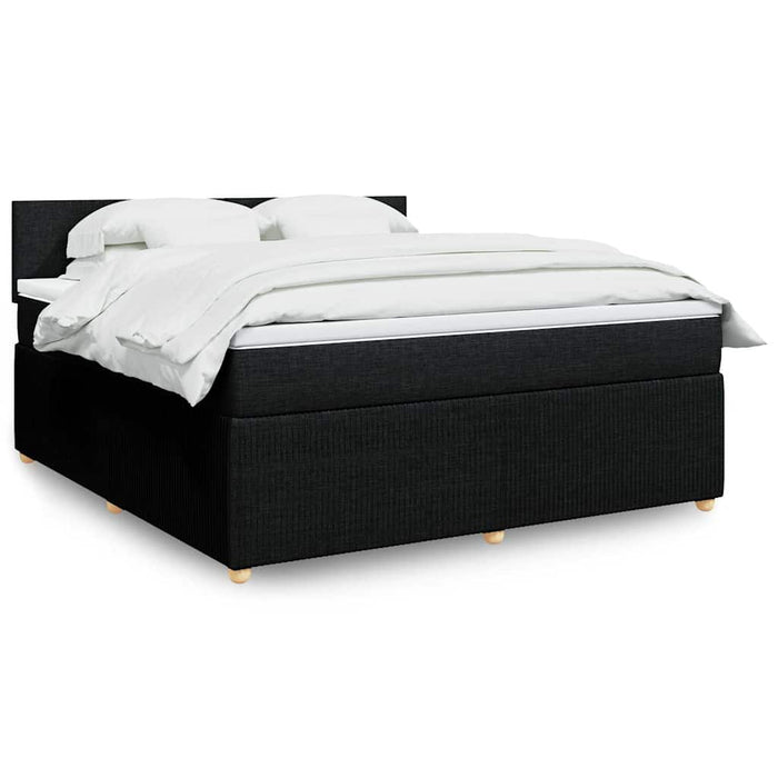 Pat box spring cu saltea, negru, 180x200 cm, catifea WALTI