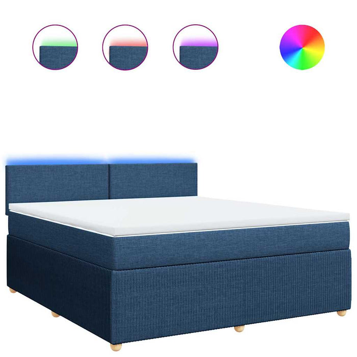 Pat box spring cu saltea, albastru, 180x200 cm, material textil - WALTI WALTI
