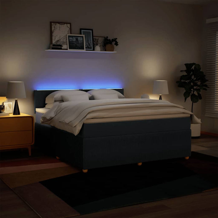 Pat box spring cu saltea, albastru, 180x200 cm, material textil - WALTI WALTI
