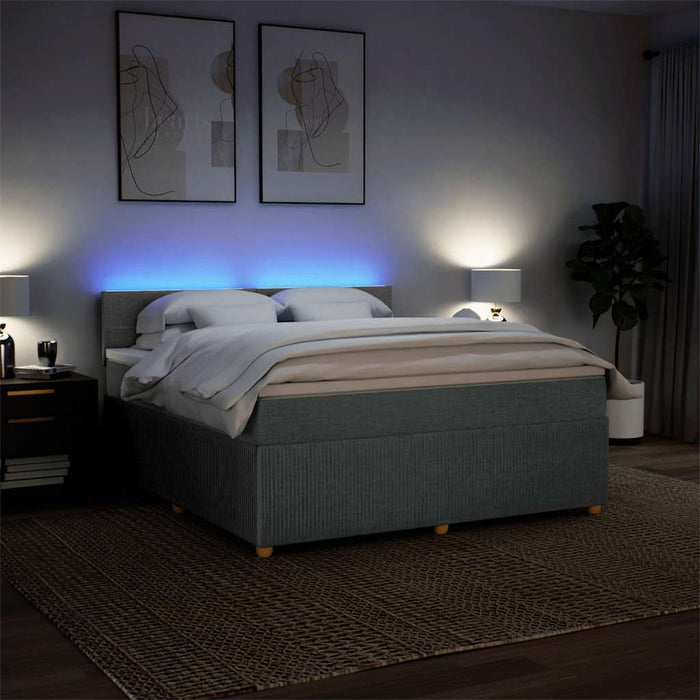 Pat box spring cu saltea, gri închis, 180x200 cm, textil - WALTI WALTI