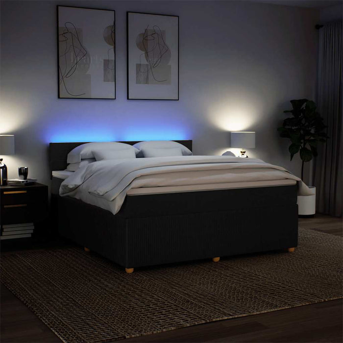 Pat box spring cu saltea, negru, 180x200 cm, catifea - WALTI WALTI
