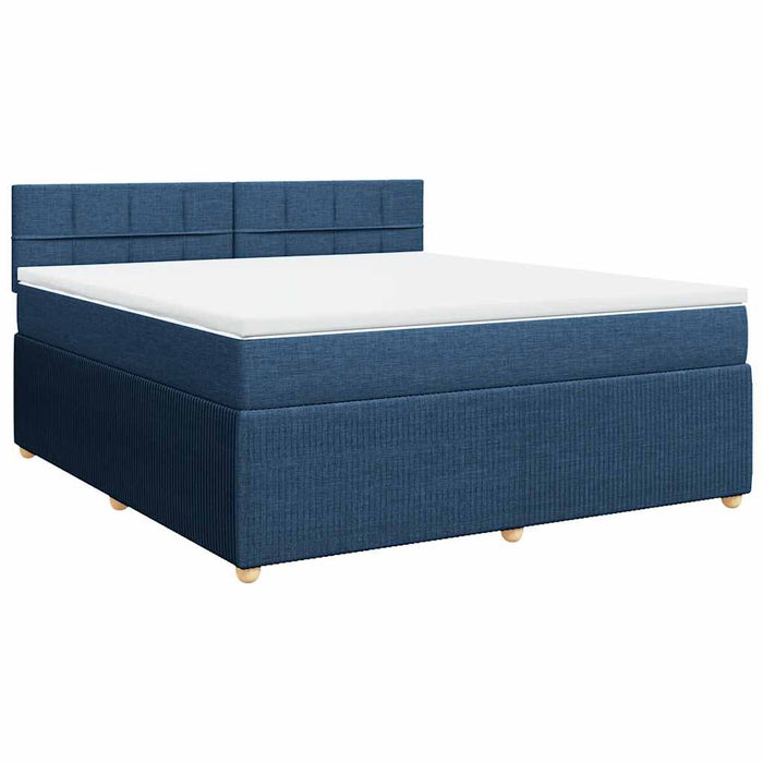 Pat box spring cu saltea, albastru, 180x200 cm, material textil - WALTI WALTI