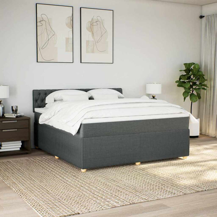 Pat box spring cu saltea, gri închis, 180x200 cm, textil - WALTI WALTI