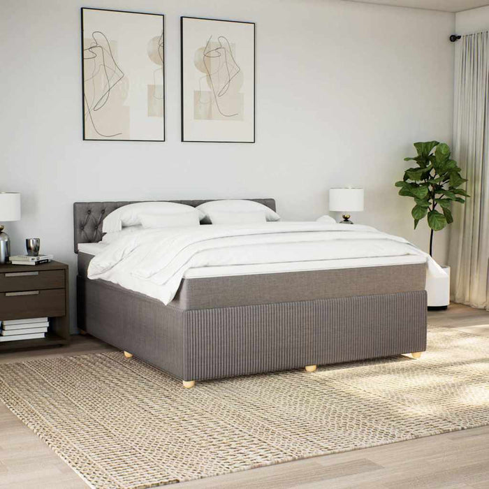 Pat continental cu saltea, gri taupe, 180x200 cm, textil WALTI