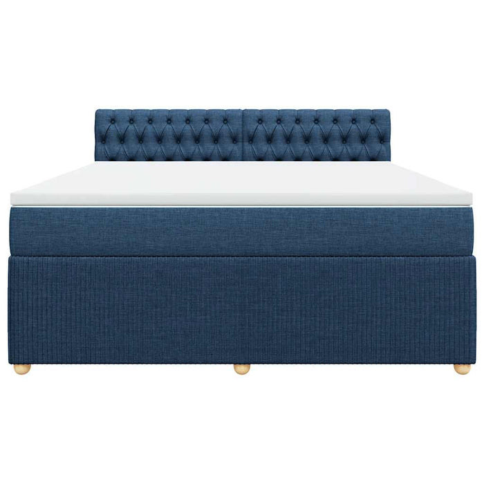 Pat box spring cu saltea, albastru, 180x200 cm, material textil - WALTI WALTI