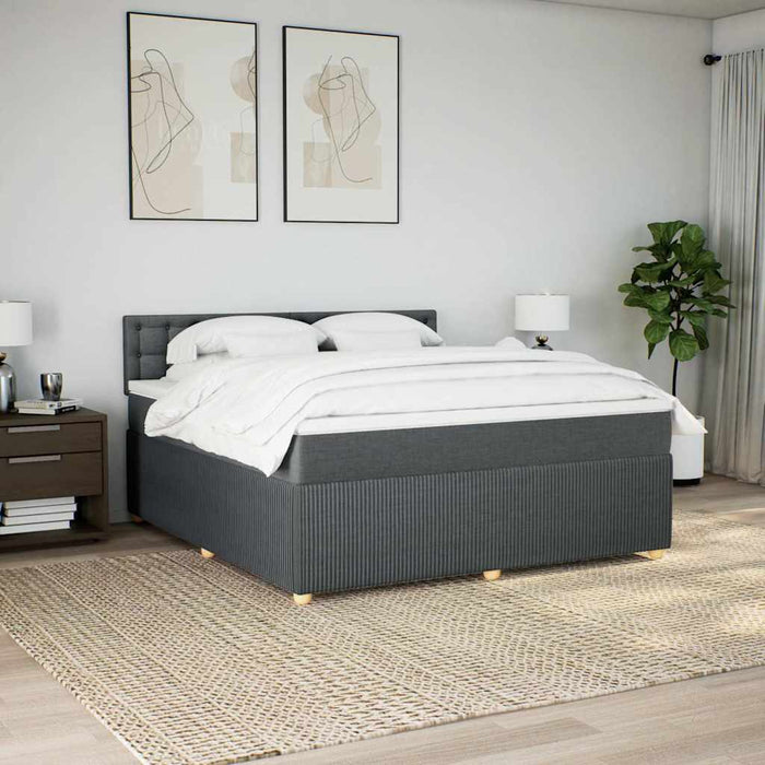 Pat box spring cu saltea, gri închis, 180x200 cm, textil - WALTI WALTI