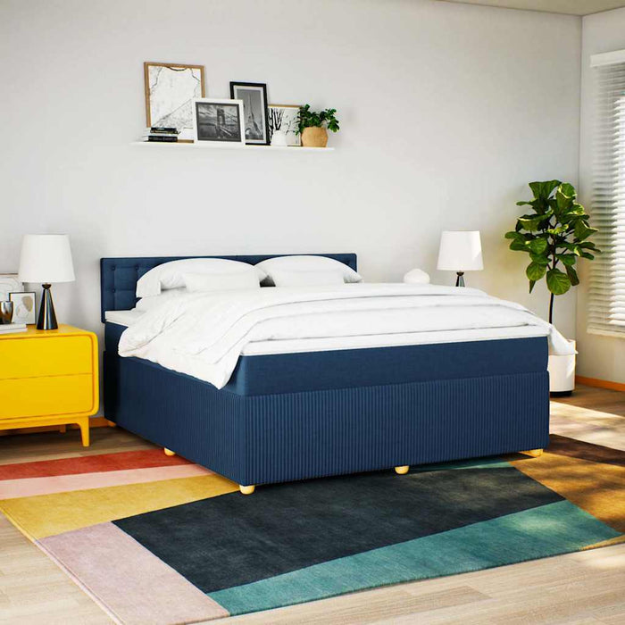 Pat box spring cu saltea, albastru, 180x200 cm, material textil - WALTI WALTI