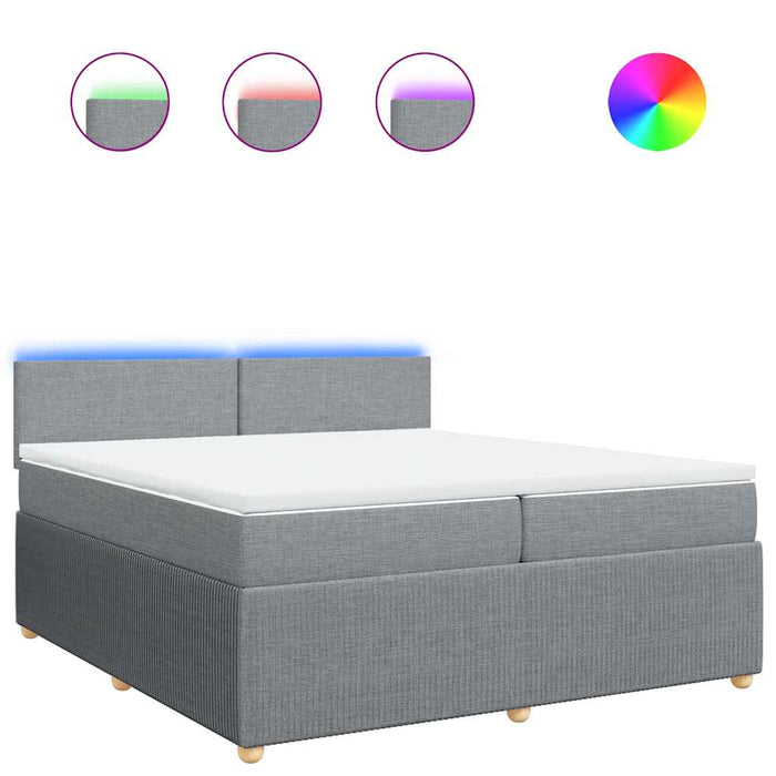 Pat box spring cu saltea, gri deschis, 200x200 cm, textil - WALTI WALTI