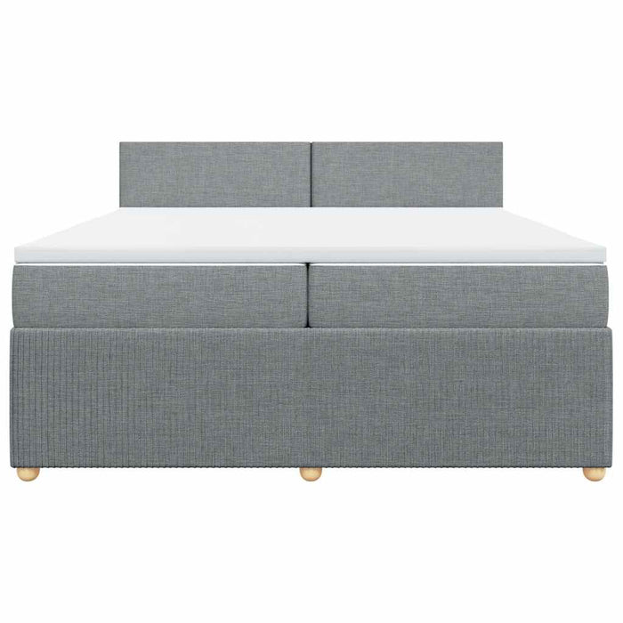 Pat box spring cu saltea, gri deschis, 200x200 cm, textil - WALTI WALTI