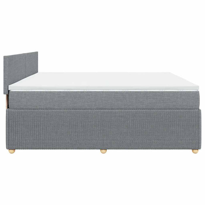 Pat box spring cu saltea, gri deschis, 200x200 cm, textil - WALTI WALTI