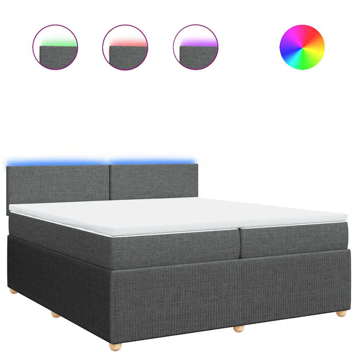 Pat box spring cu saltea, gri închis, 200x200 cm, textil - WALTI WALTI