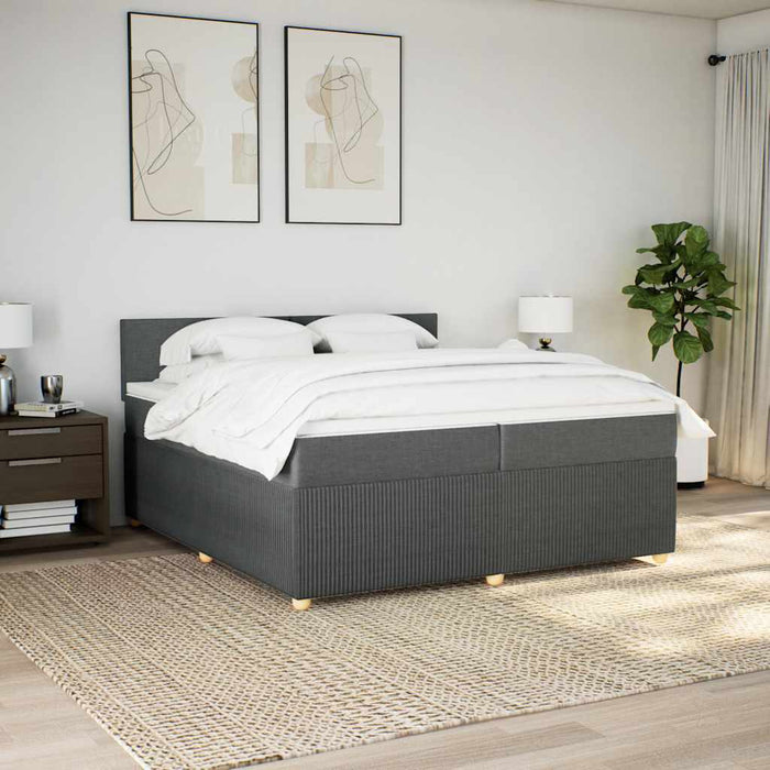 Pat box spring cu saltea, gri închis, 200x200 cm, textil - WALTI WALTI