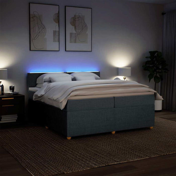 Pat box spring cu saltea, gri închis, 200x200 cm, textil - WALTI WALTI