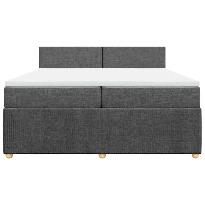 Pat box spring cu saltea, gri închis, 200x200 cm, textil - WALTI WALTI
