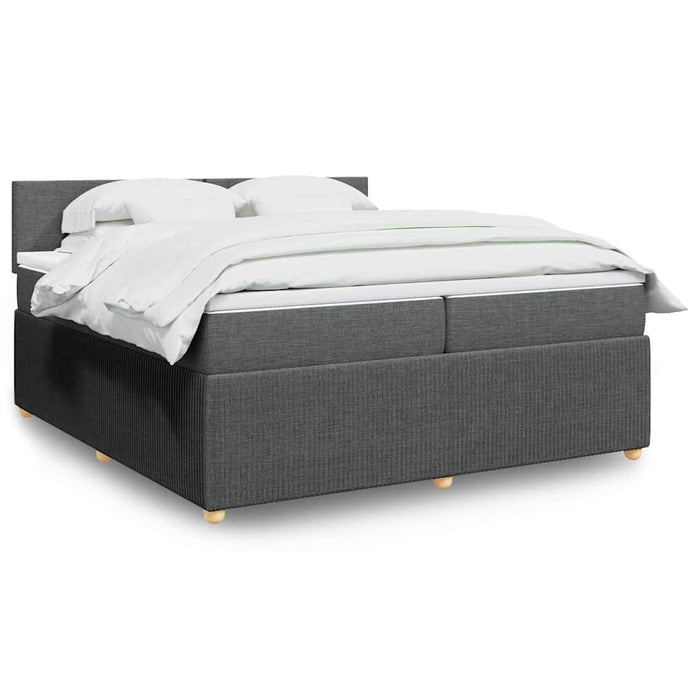 Pat box spring cu saltea, gri închis, 200x200 cm, textil - WALTI WALTI