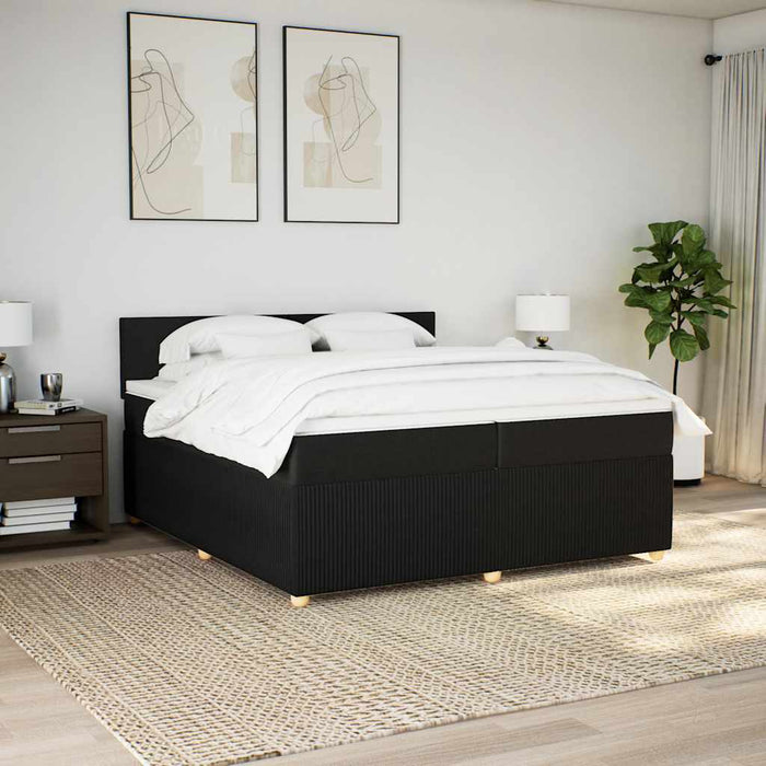 Pat box spring cu saltea, negru, 200x200 cm, textil - WALTI WALTI