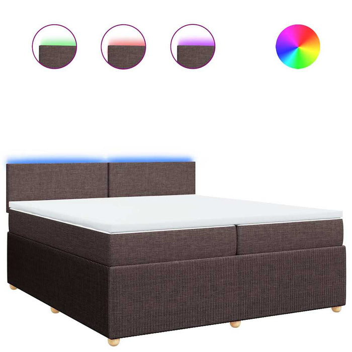 Pat box spring cu saltea, maro închis, 200x200 cm, textil - WALTI WALTI