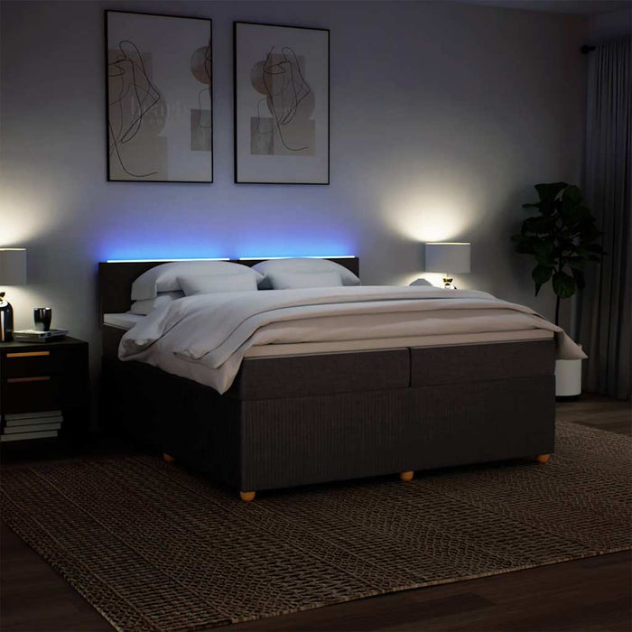 Pat box spring cu saltea, maro închis, 200x200 cm, textil - WALTI WALTI