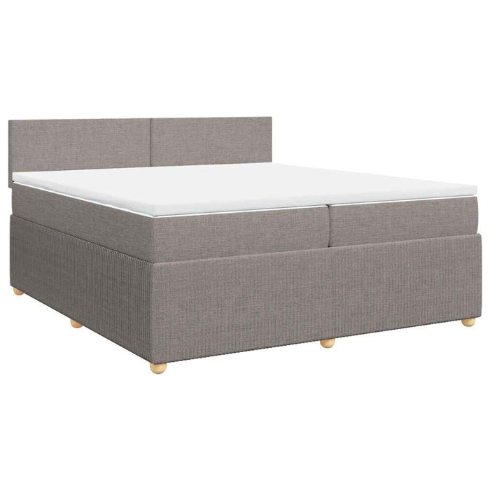 Pat box spring cu saltea, gri taupe, 200x200 cm, textil - WALTI WALTI