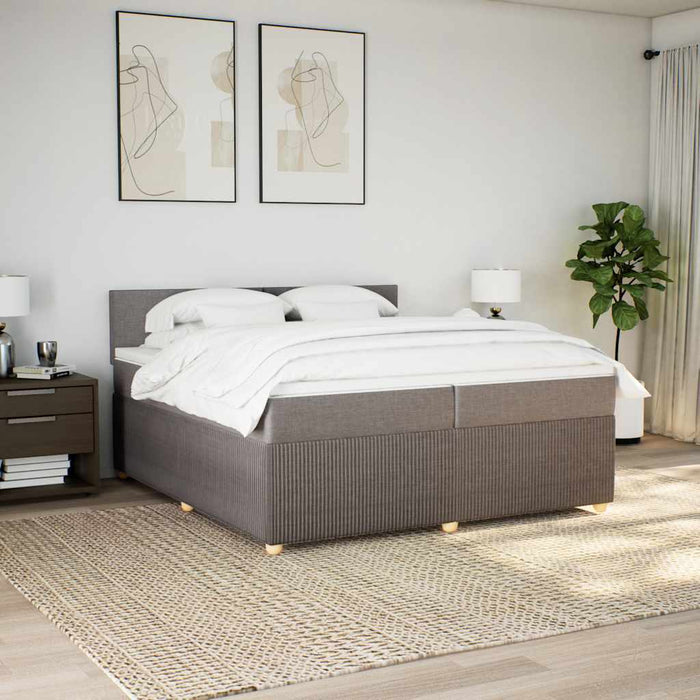 Pat box spring cu saltea, gri taupe, 200x200 cm, textil - WALTI WALTI