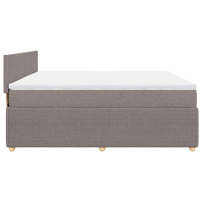 Pat box spring cu saltea, gri taupe, 200x200 cm, textil - WALTI WALTI