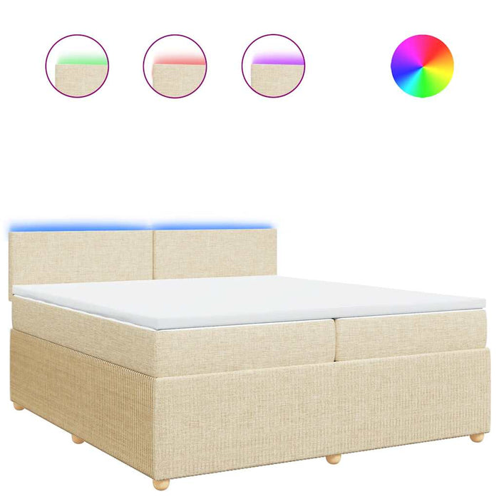 Pat box spring cu saltea, crem, 200x200 cm, textil - WALTI WALTI