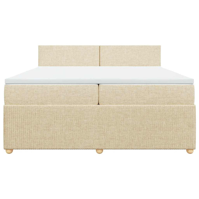 Pat box spring cu saltea, crem, 200x200 cm, textil - WALTI WALTI