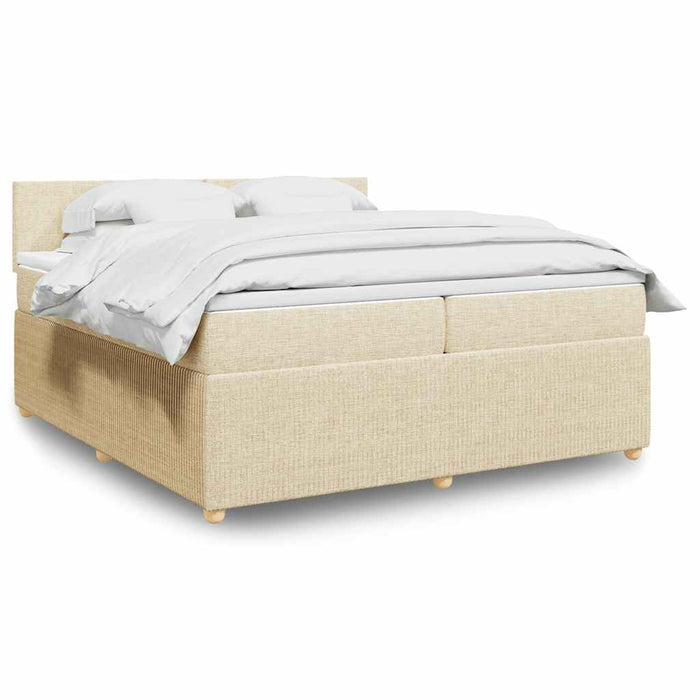 Pat box spring cu saltea, crem, 200x200 cm, textil - WALTI WALTI