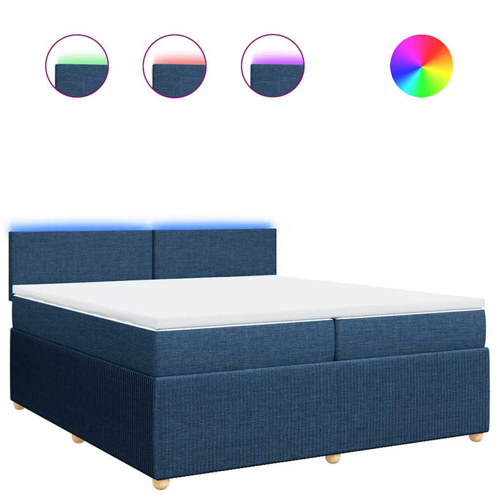 Pat box spring cu saltea, albastru, 200x200 cm, textil - WALTI WALTI