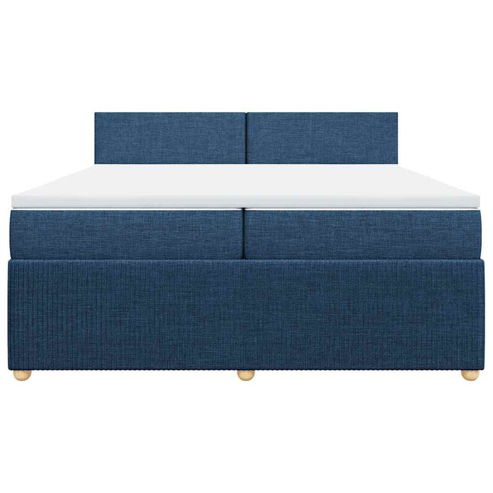 Pat box spring cu saltea, albastru, 200x200 cm, textil - WALTI WALTI