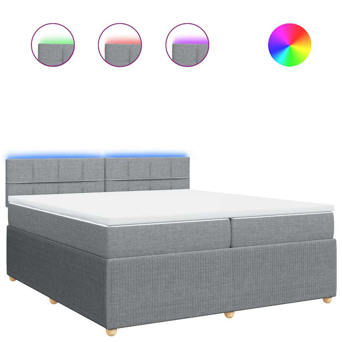 Pat box spring cu saltea, gri deschis, 200x200 cm, textil - WALTI WALTI