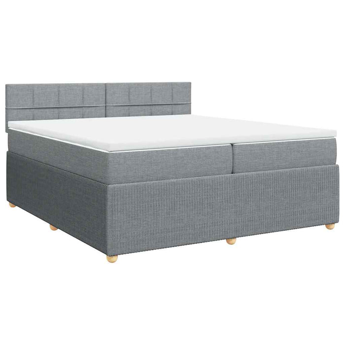 Pat box spring cu saltea, gri deschis, 200x200 cm, textil - WALTI WALTI